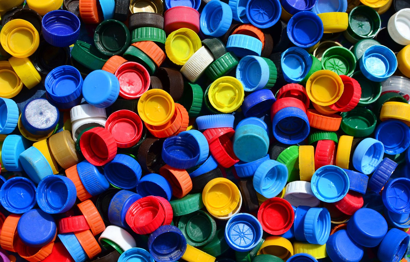 Plastic bottle caps background